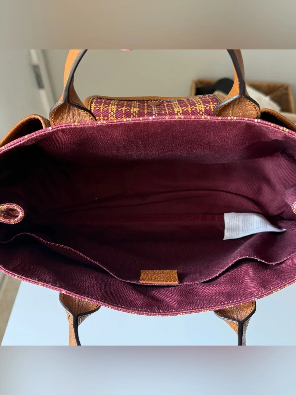 Gucci Check Tote Bag Bordeaux Plaid Leather - style 628159